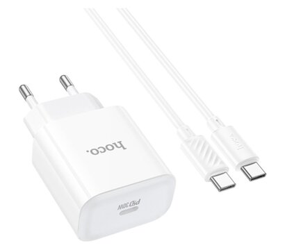 Зображення 2 Зарядний пристрій Hoco C76A Pro Majestic USB-C PD30W + cable USB-C to USB-C White — 6942007616324