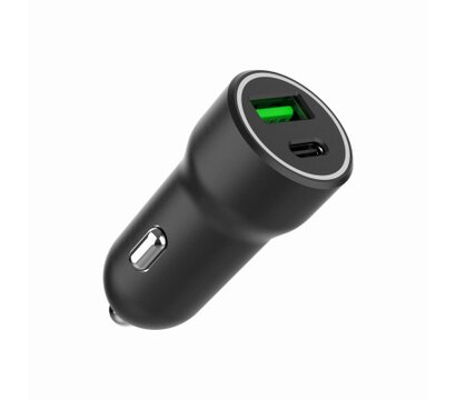 Зображення 3 Зарядний пристрій Gembird 1xUSB-A (18W QC3.0) + 1xUSB-C (20W PD) Black — TA-UC-A2PDQC20-CAR-01