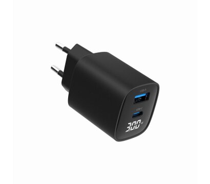 Зображення 3 Зарядний пристрій Gembird 1xUSB-A (QC3.0 18W) + 1 Type-C (PD20W) LCD black — TA-UC-PDQC30LCD-BK-01