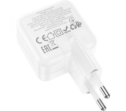 Изображение 3 Зарядное устройство Hoco C111A Lucky 1xUSB-C PD30W + 1xUSB QC3.0 White — 6931474790866