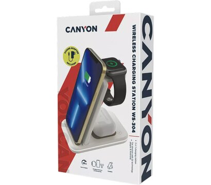 Зображення 3 Зарядний пристрій Canyon WS-304 Foldable 3in1 Wireless charger Cosmic Latte — CNS-WCS304CL