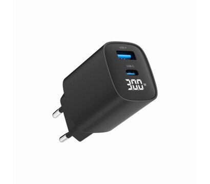Зображення 4 Зарядний пристрій Gembird 1xUSB-A (QC3.0 18W) + 1 Type-C (PD20W) LCD black — TA-UC-PDQC30LCD-BK-01
