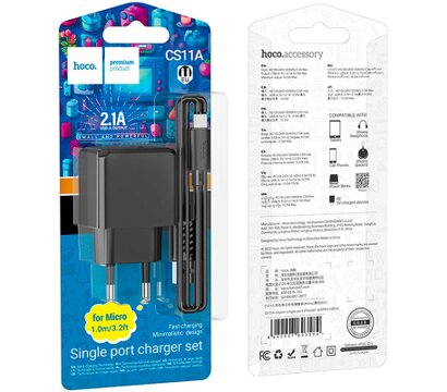 Изображение 4 Зарядное устройство Hoco CS11A Ocean USB + cable USB to Micro 5P 10.5W Black — 6942007603584