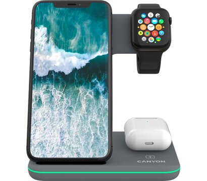 Зображення 5 Зарядний пристрій Canyon WS-303, 3in1 Wireless Dark Grey — CNS-WCS303DG