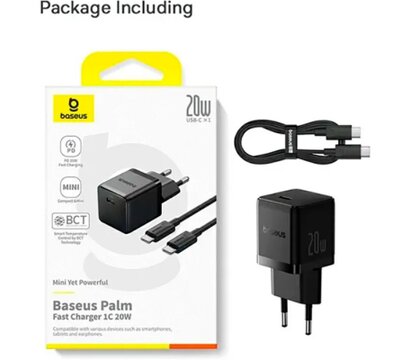 Зображення 6 Зарядний пристрій Baseus Palm Fast Charger 1C 20W + Cable 1.0m Type-C 60W black — P10111602113-01