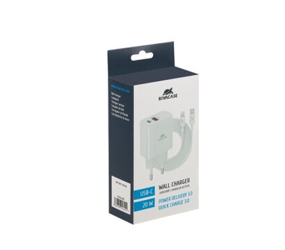 Зображення 2 Зарядний пристрій RivaCase 2хUSB-А + Type-C PD 20W+QC3.0 кабель Type-C-Lighting white — PS4102 WD5 White