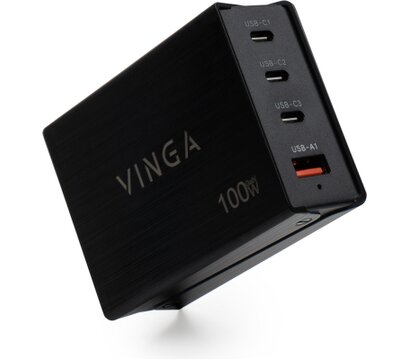 Зображення 2 Зарядний пристрій Vinga GaN 100W PD+QC 3C1A ports 1.2m Wired Charger — VCPCH100CB