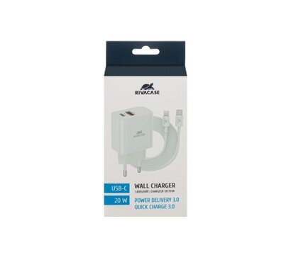 Зображення 3 Зарядний пристрій RivaCase 2хUSB-А + Type-C PD 20W+QC3.0 кабель Type-C-Lighting white — PS4102 WD5 White