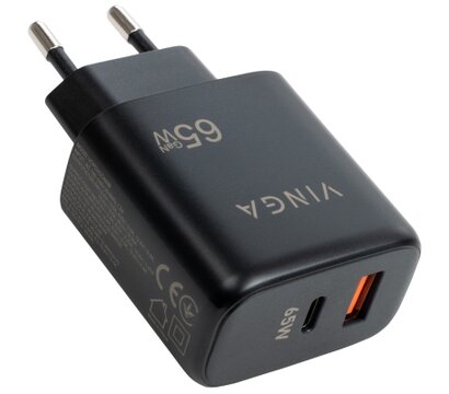 Зображення 3 Зарядний пристрій Vinga GaN 65W PD+QC 1C1A ports Wall Charger — VCPCHCA65B