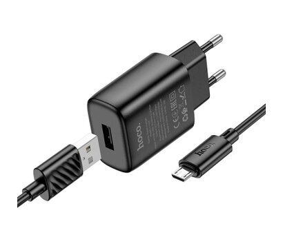 Зображення 3 Зарядний пристрій Hoco C134A Solid USB + cable USB to Micro 5P Black — 6942007621335