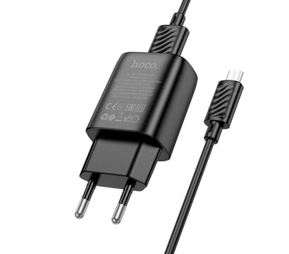 Зображення 4 Зарядний пристрій Hoco C134A Solid USB + cable USB to Micro 5P Black — 6942007621335