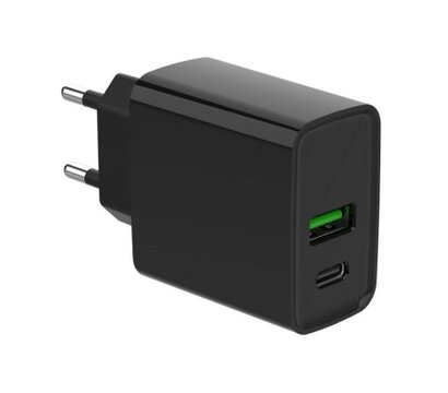 Зображення 5 Зарядний пристрій Gembird 1xUSB-A + 1 Type-C (PD20Вт + QC3.0 18Вт) Black — TA-UC-PDQC20-01-BK