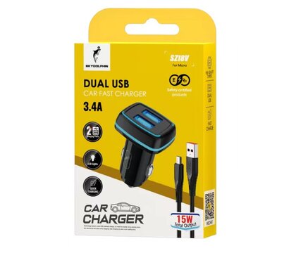 Зображення 2 Зарядний пристрій SkyDolphin SZ18V (2USB, 3.4A) Black + кабель microUSB — AZP-000101