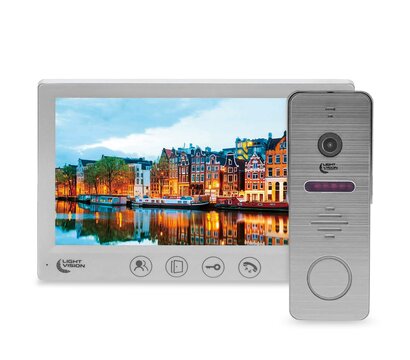 Зображення 2 Комплект відеодомофона LightVision Amsterdam FHD White + RIO FHD Grey + Trinix TRX Fass Steel, Колір (домофон + панель): білий + сірий