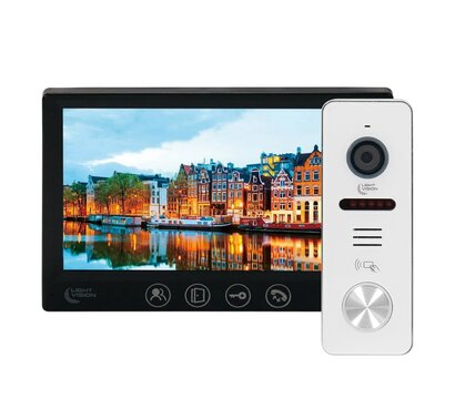 Зображення 2 Домофонний комплект LightVision Amsterdam FHD Black + RIO FHD (RF) White + Trinix TRX Fass Steel сенсорні кнопки