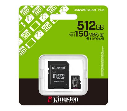 Изображение 3 Карта памяти Kingston Canvas Select Plus microSDXC 512GB UHS-I Class 10 + SD-адаптер - SDCS3/512GB
