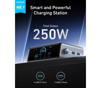Зображення 2 Зарядний пристрій Anker GaNPrime 250W 4xUSB-C PD, 2xUSB-A Black — A2345341