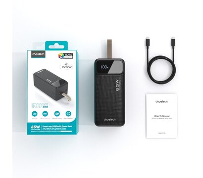Зображення 3 Батарея мобільна Choetech B733 50000 mAh 65W QC3.0 PD3.0 Black (B733-CCBK)