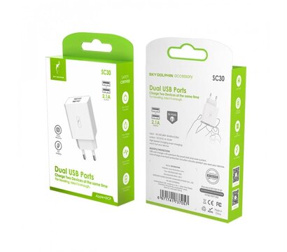 Зображення 4 Зарядний пристрій SkyDolphin SC30 (2USB, 2.1A) White — SDMZP-000111