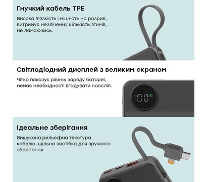 Изображение 7 Повербанк Choetech B695 10000mAh QC3.0 PD3.0 Black