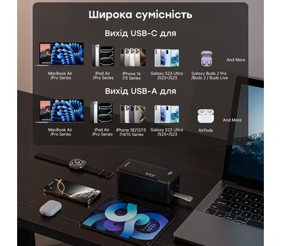 Зображення 9 Батарея мобільна Choetech B733 50000 mAh 65W QC3.0 PD3.0 Black (B733-CCBK)
