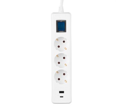 Изображение 5 2E 3хSchuko, 1 х USB, 1 x USB-C, 3 м (2E-SP315M3USBWH) 3, 1 х USB, 1 x USB-C розеток