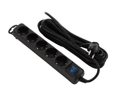 Изображение 5 2E 5хSchuko, 3 м, Black (2E-U05ESM3BK)