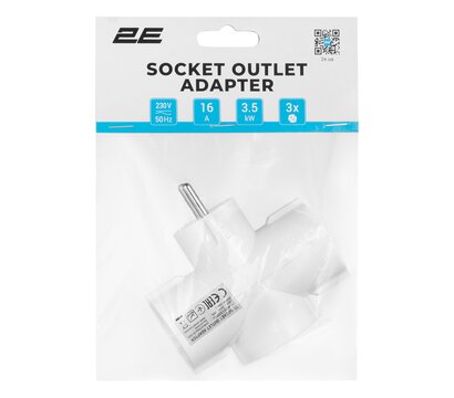 Зображення 6 2E 3xТип F, 16A, White (2E-AD0103WH) 3 розеток