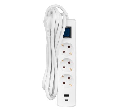 Изображение 6 2E 3хSchuko, 1 х USB, 1 x USB-C, 3 м (2E-SP315M3USBWH) 3, 1 х USB, 1 x USB-C розеток