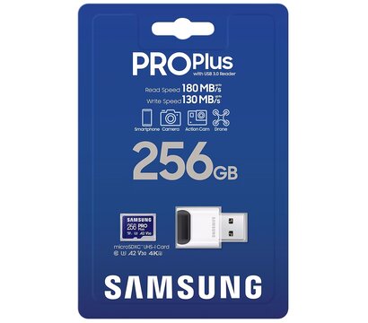 Изображение 4 Карта памяти Samsung Pro Plus microSDXC 256GB UHS-I/U3 Class 10 + SD-адаптер - MB-MD256SB/WW