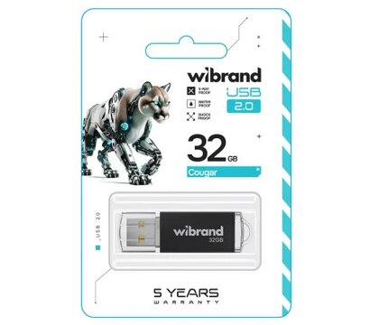 Зображення 2 Накопичувач USB Wibrand Cougar 32GB USB 2.0 Black (WI2.0/CU32P1B)