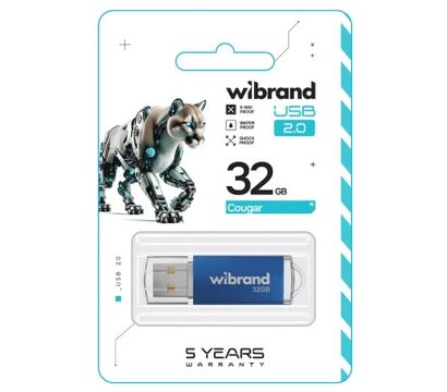 Зображення 2 USB флеш накопичувач Wibrand Cougar 32GB USB 2.0 Blue (WI2.0/CU32P1U)