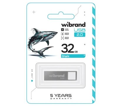 Изображение 2 USB флеш накопитель Wibrand Shark 32GB USB 2.0 Silver (WI2.0/SH32U4S)