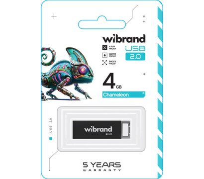 Зображення 2 USB флешка Wibrand Chameleon 4GB USB 2.0 Black (WI2.0/CH4U6B)