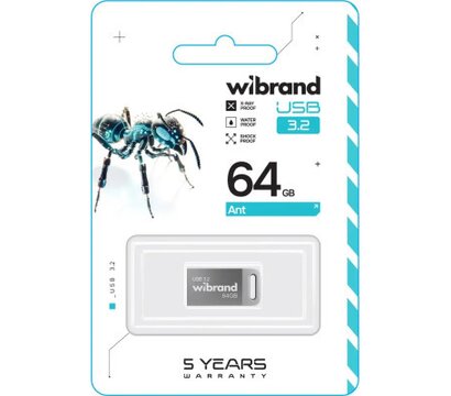 Зображення 2 USB флеш накопичувач Wibrand Ant 64GB USB 3.2 Silver (WI3.2/AN64M4S)