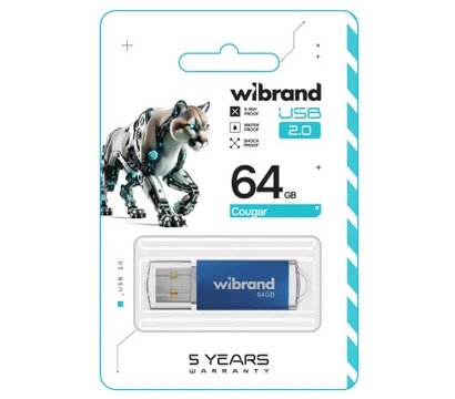 Зображення 2 Накопичувач USB Wibrand Cougar 64GB USB 2.0 Blue (WI2.0/CU64P1U)