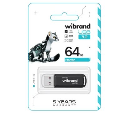 Зображення 2 USB флеш накопичувач Wibrand Marten 64GB USB 3.2 Black (WI3.2/MA64P10B)