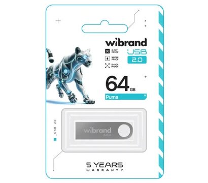 Зображення 2 USB флешка Wibrand Puma 64GB USB 2.0 Silver (WI2.0/PU64U1S)