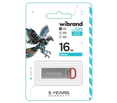 Зображення 2 USB флешка Wibrand Falcon 16GB USB 2.0 Silver-Red (WI2.0/FA16U7R)