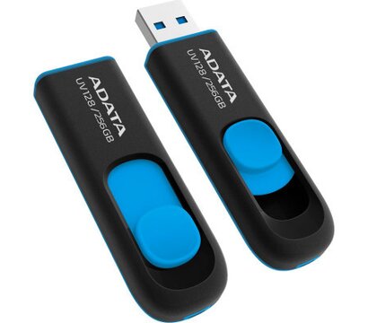 Изображение 3 USB флеш накопитель A-data UV128 256GB USB 3.2 Black/Blue (AUV128-256G-RBE)