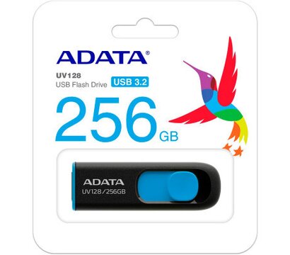 Изображение 5 USB флеш накопитель A-data UV128 256GB USB 3.2 Black/Blue (AUV128-256G-RBE)