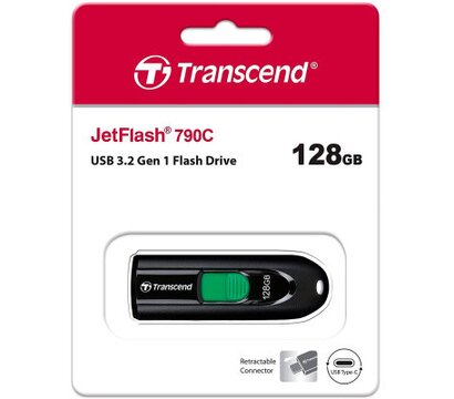 Зображення 6 USB флеш накопичувач Transcend JetFlash 790C 128Gb USB3.1 Black - TS128GJF790C
