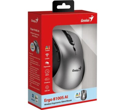 Зображення 6 Миша Genius Ergo 8100S AI Silent Wireless Grey (31030040404)