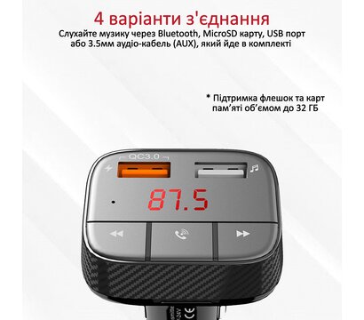 Зображення 3 FM модулятор Promate SmarTune-2+ Black з Bluetooth