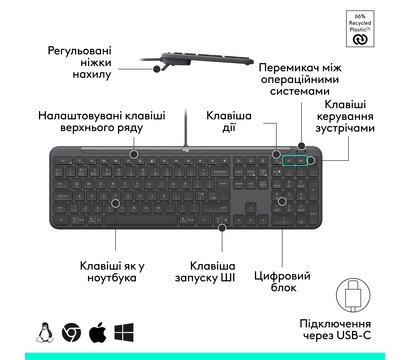 Зображення 6 Комплект мишка + клавіатура Logitech Signature Slim Combo MK620 Graphite - 920-013349