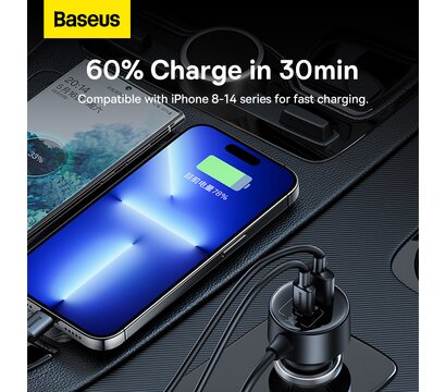 Зображення 12 Зарядний пристрій Baseus High Efficiency Pro 1-for-2 (C00455300121-00)