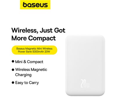 Зображення 8 Універсальна мобільна батарея Baseus Magnetic Mini 5000mAh 20W White (P10022107223-00)