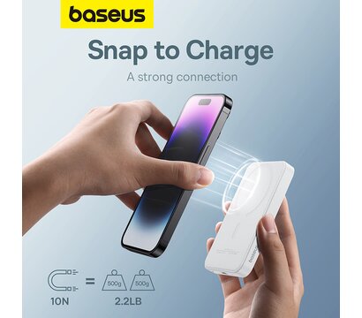 Зображення 10 Універсальна мобільна батарея Baseus Magnetic Mini 5000mAh 20W White (P10022107223-00)