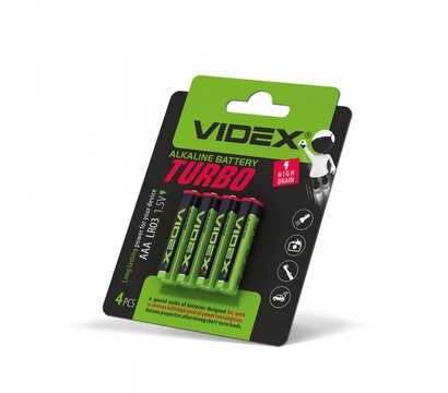 Зображення 2 Батарейка Videx LR03/AAA Turbo BL 4шт (LR03T/AAA 4B)