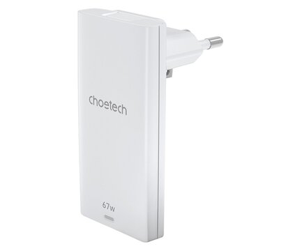 Зображення 2 Зарядний пристрій Choetech PD6011 67W GaN Ultra Thin Wall Charger White (PD6011-EU-WH)